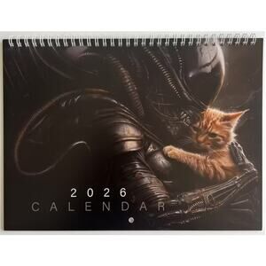 Cute! Alien & Kittens 2026 Calendar Humorous Funny Whimsy Kawaii Cosmic Playful